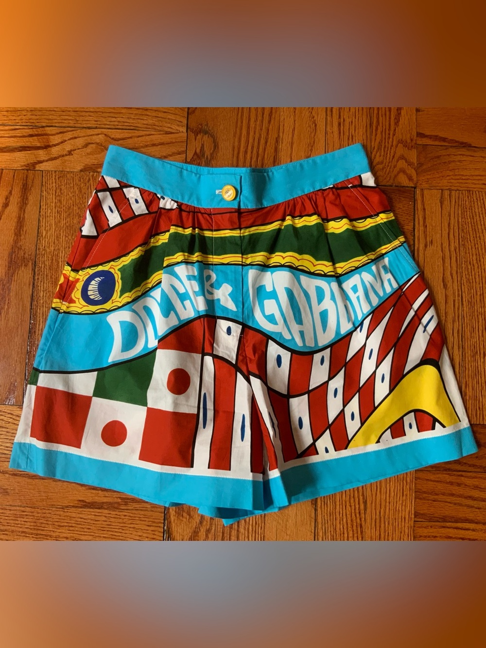 DOLCE & GABBANA Women’s Carretto Printed Cotton Mini Fashion Shorts SIZE: 38 IT
